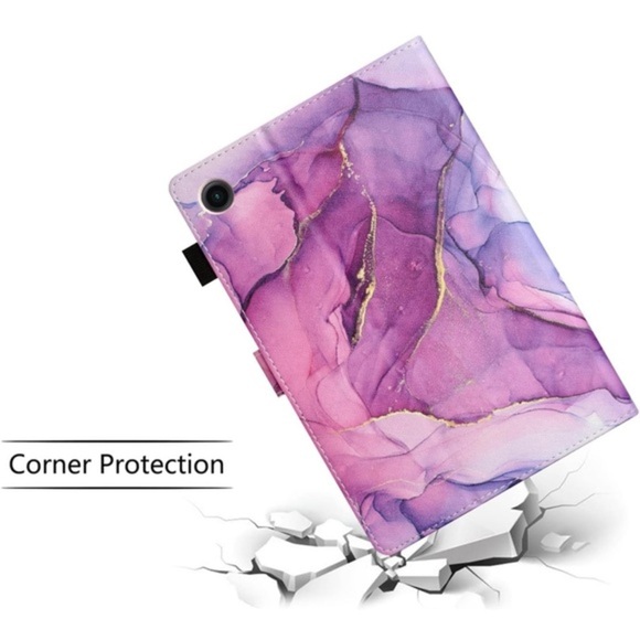 Samsung Galaxy Tab A8 10.5" 2022 Case: Purple Marble PU Leather Stand‎ Cover - Picture 4 of 13